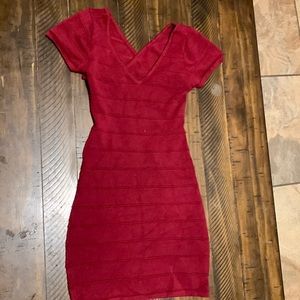 Maroon mini dress, ribbed, peekaboo open back, forever 21, size small